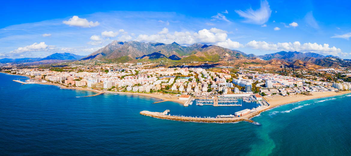 Marbella marina aerial panoramic view - Depositphotos 676169650 XL